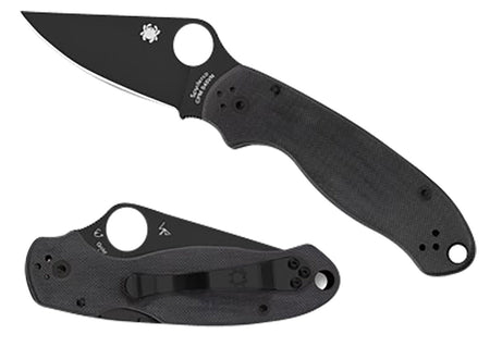 Spyderco C223GPBK Para 3 2.95" Folding Clip Point Plain Black DLC CPM S45VN SS Blade/Black G10 Handle Includes Pocket Clip