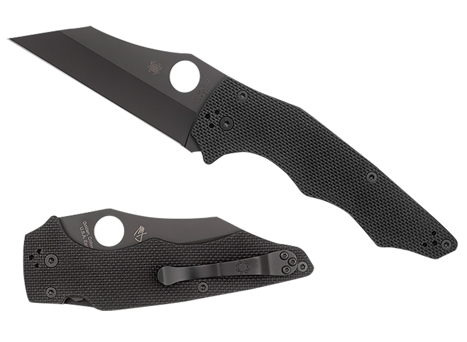 Spyderco C253GPBBK YoJumbo 3.98" Folding Wharncliffe Plain Black DLC CPM S30V SS Blade/Black Textured G10 Handle Includes Pocket Clip