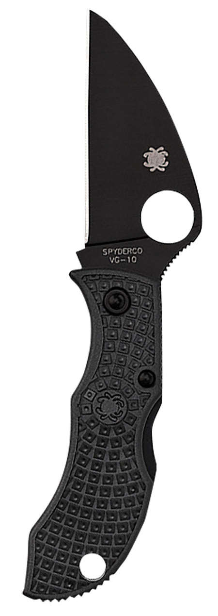 Spyderco MBKWPBK Manbug 1.91" Folding Wharncliffe Plain Non-Reflective Black TiCN VG-10 SS Blade/Black Textured FRN Handle