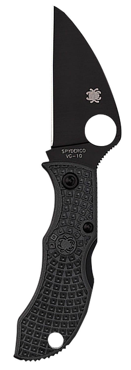 Spyderco MBKWPBK Manbug 1.91" Folding Wharncliffe Plain Non-Reflective Black TiCN VG-10 SS Blade/Black Textured FRN Handle