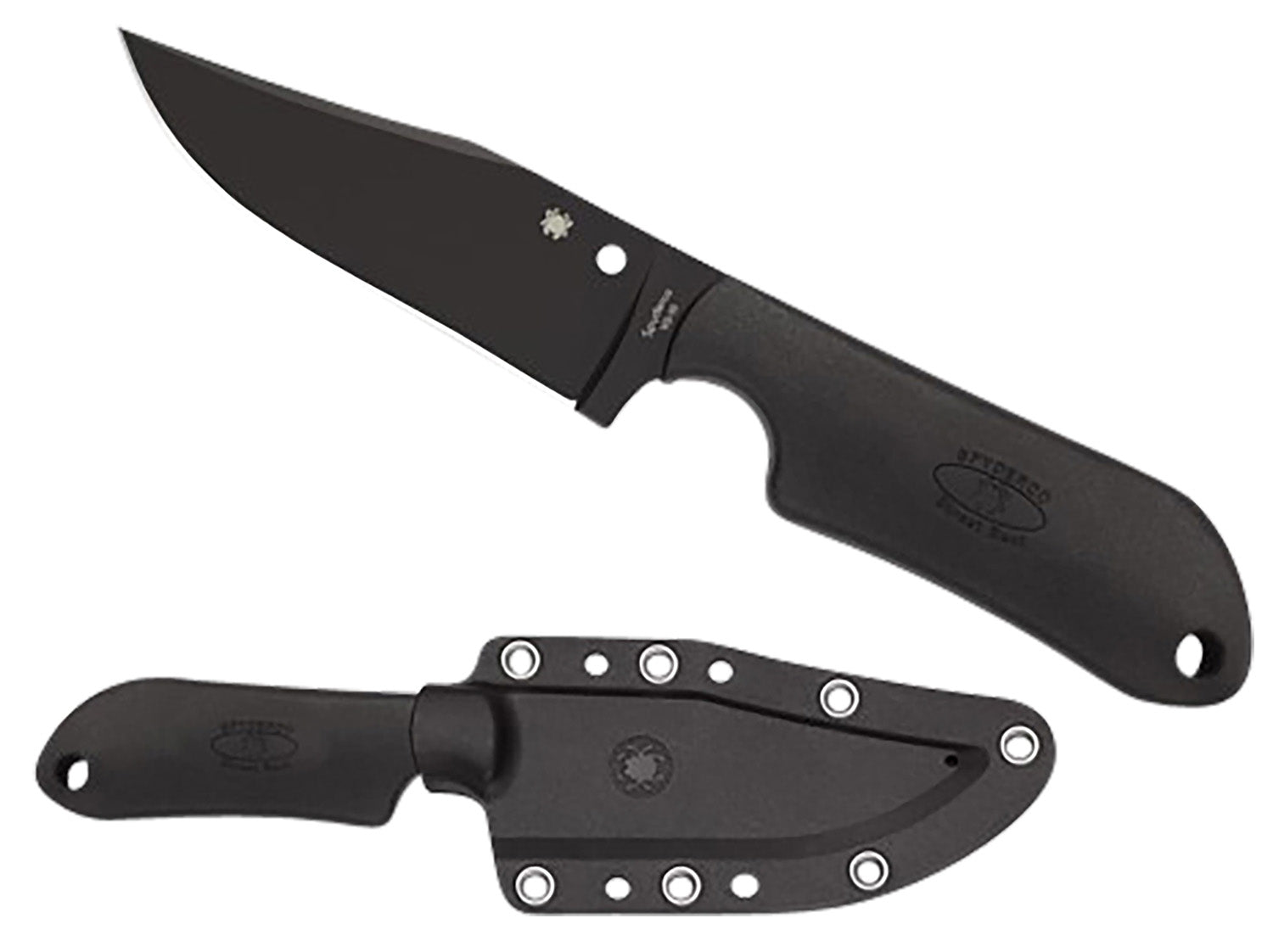 Spyderco FB15PBBK Street Beat 3.51" Fixed Bowie Plain Black DLC VG-10 SS Blade/Black Textured FRN Handle
