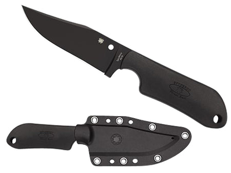 Spyderco FB15PBBK Street Beat 3.51" Fixed Bowie Plain Black DLC VG-10 SS Blade/Black Textured FRN Handle