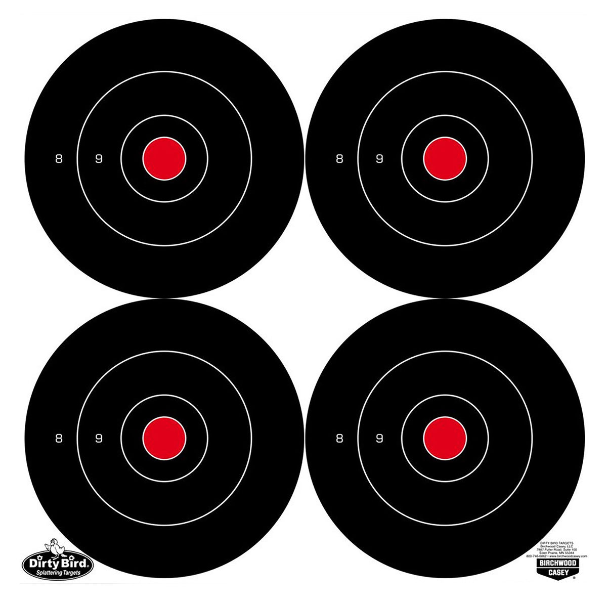 Birchwood Casey 35504 Dirty Bird 5.50" Bullseye Tagboard Hanging Black/White 12 PK