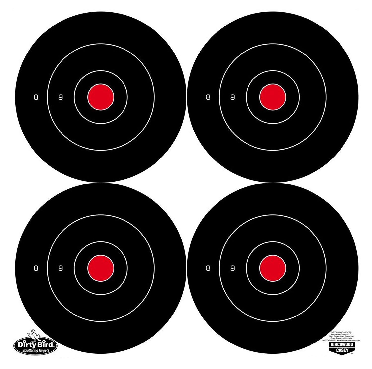 Birchwood Casey 35504 Dirty Bird 5.50" Bullseye Tagboard Hanging Black/White 12 PK