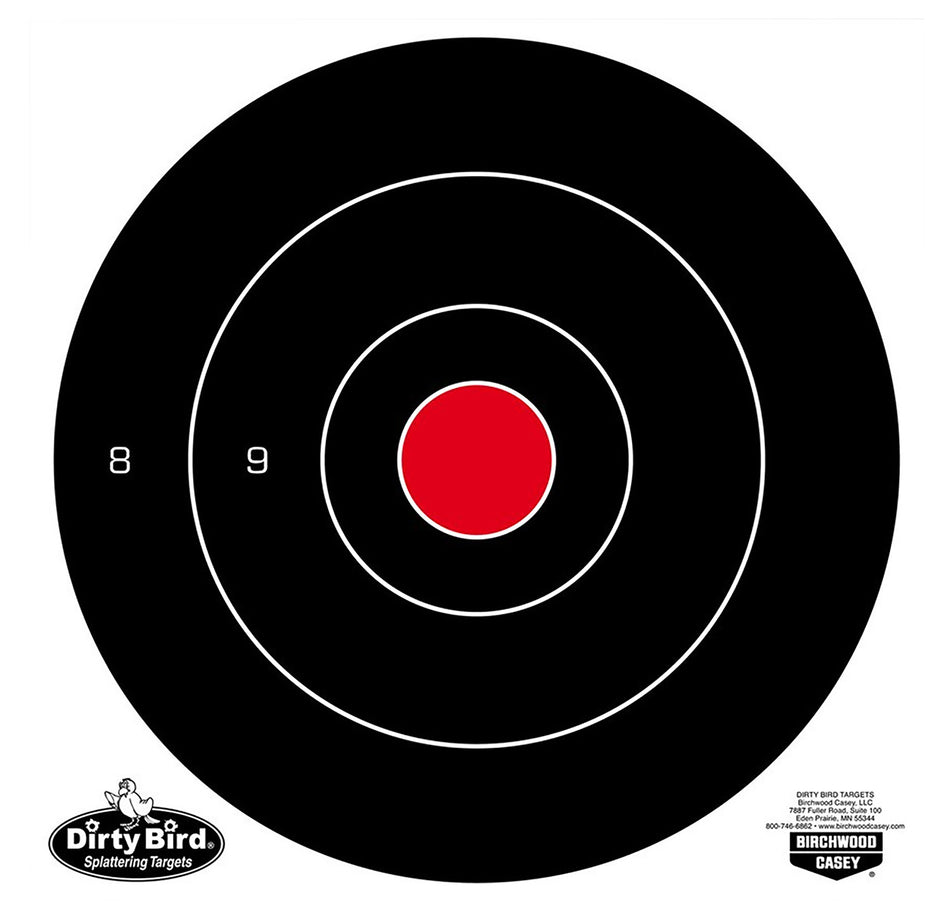Birchwood Casey 35825 Dirty Bird 8" Bullseye Tagboard Hanging Black/White 25 Per Pkg