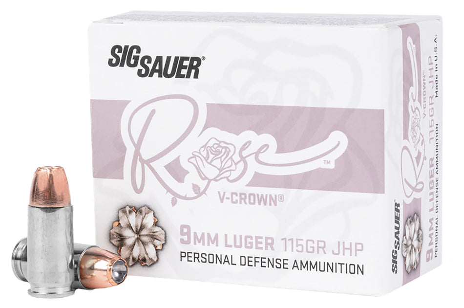 Sig Sauer 9mm Luger Rose 115gr V-Crown JHP Ammo