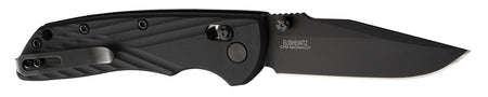 Hogue Deka 3.25" Folding Clip Point Plain Black Cerakote CPM MagnaCut SS Blade, Black Crosshatch Textured GRN Handle, Includes Pocket Clip