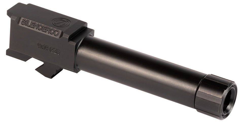 SilencerCo AC1329 Threaded Barrel 3.70" 9mm Luger, Black Nitride Stainless Steel, Fits Glock 26 Gen 1-5