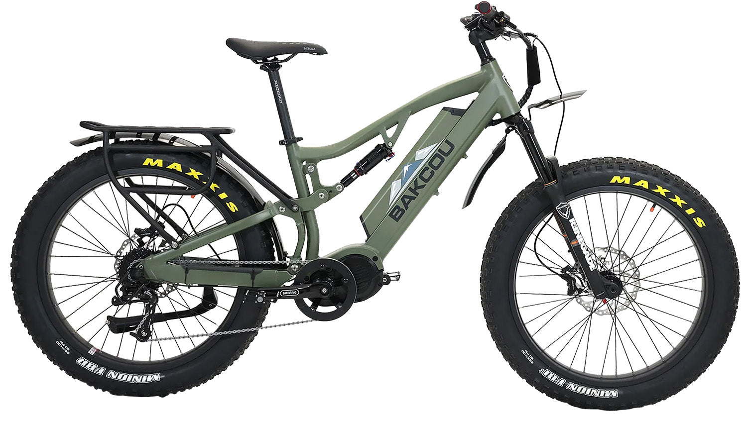 Bakcou E-bikes BS19GB25 Storm 25 Large Matte Army Green 19" w/Stand Over Height of 30.50" Frame, Sram 9sp, 40t Front & Sram 11-34t Rear Cassette Bafang M620 Ultra Motor 679628564432