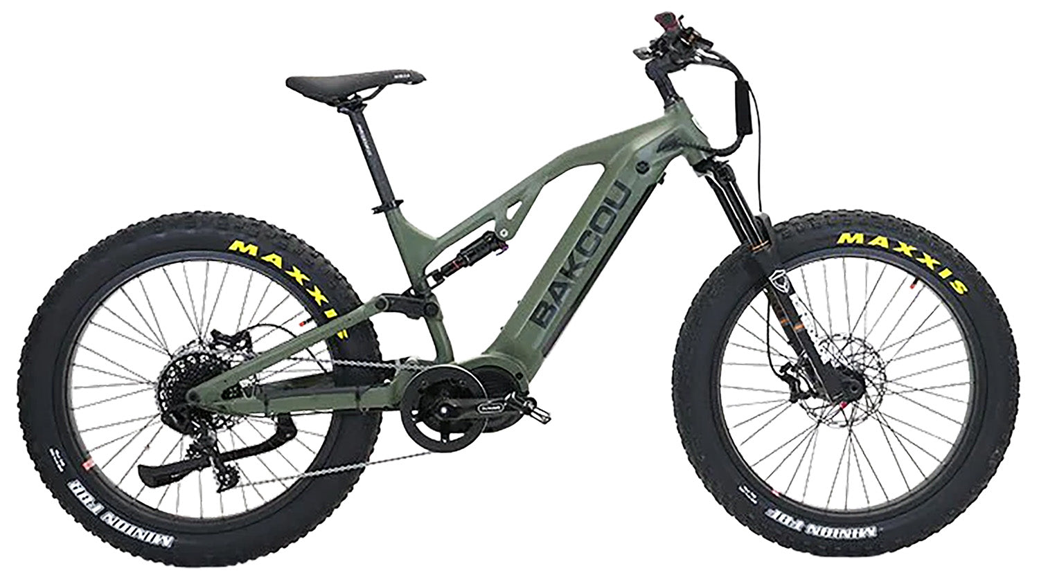 Bakcou E-bikes BSC19GB21 Scout Large Matte Army Green 19" Frame, 11 Speed Sram NX, 11-42t Rear Cassette BafangUltra Mid-Drive Motor 673926586998
