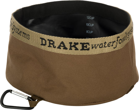 Drake Waterfowl GD8100BRN Travel Food & Water Bowl Gun Dog Brown 600D Polyester