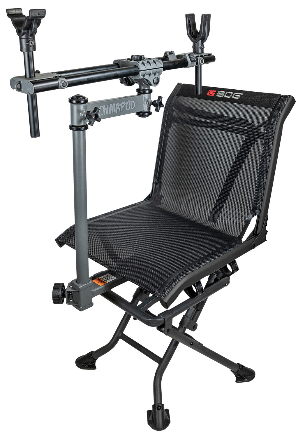 Bog-Pod 1100475 ChairPod Chair with Rotating Gun Mount, 4 Legs, Black, Aluminum Frame, 41" Max Height 661120418498