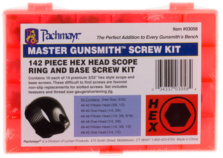 Lyman 03058 Master Gunsmith Hex Head Ring and Base Screw Kit Hardened Steel Universal Metal Handle 142 Pieces