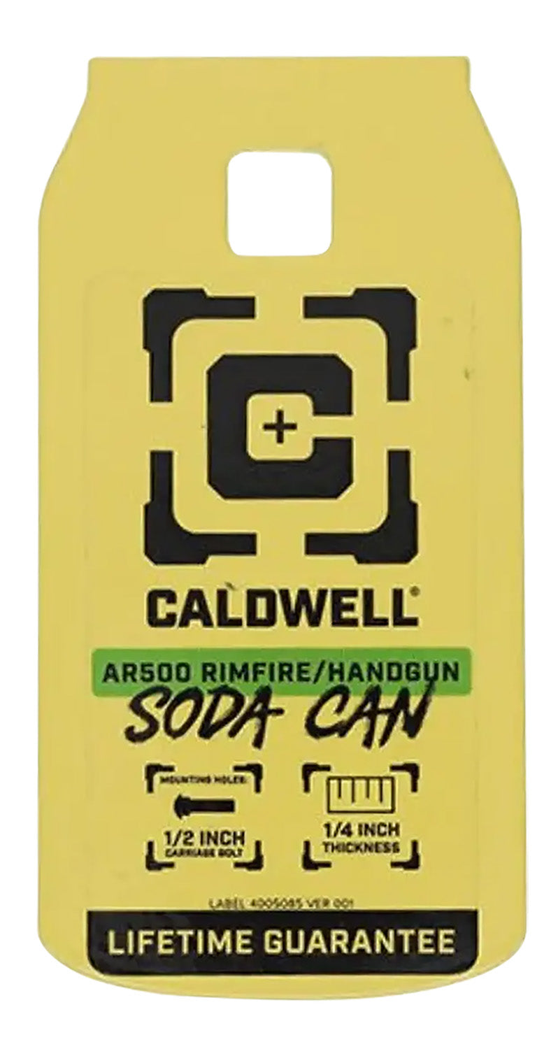 Caldwell 4002314 Rimfire/Handgun Yellow AR500 Steel Soda Can 1/4" Thick