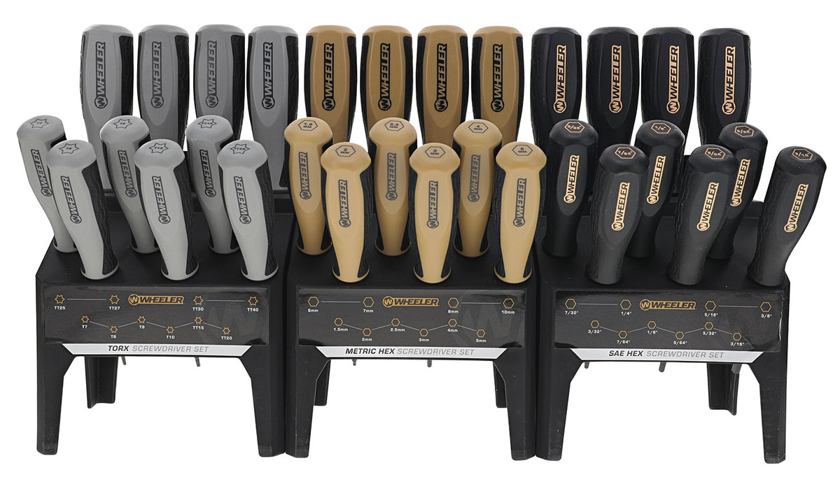 Wheeler 4002882 Hex/Torx Benchtop Screwdriver Set Rubber Handle 30 Pieces