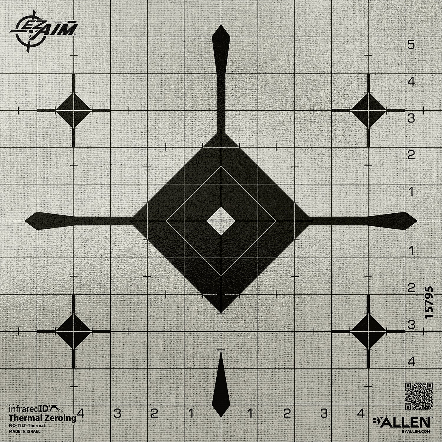 EZ-Aim 15795 Grid Bullseye Adhesive Thermal ID Bullseye Paper 12" x 12" Gray