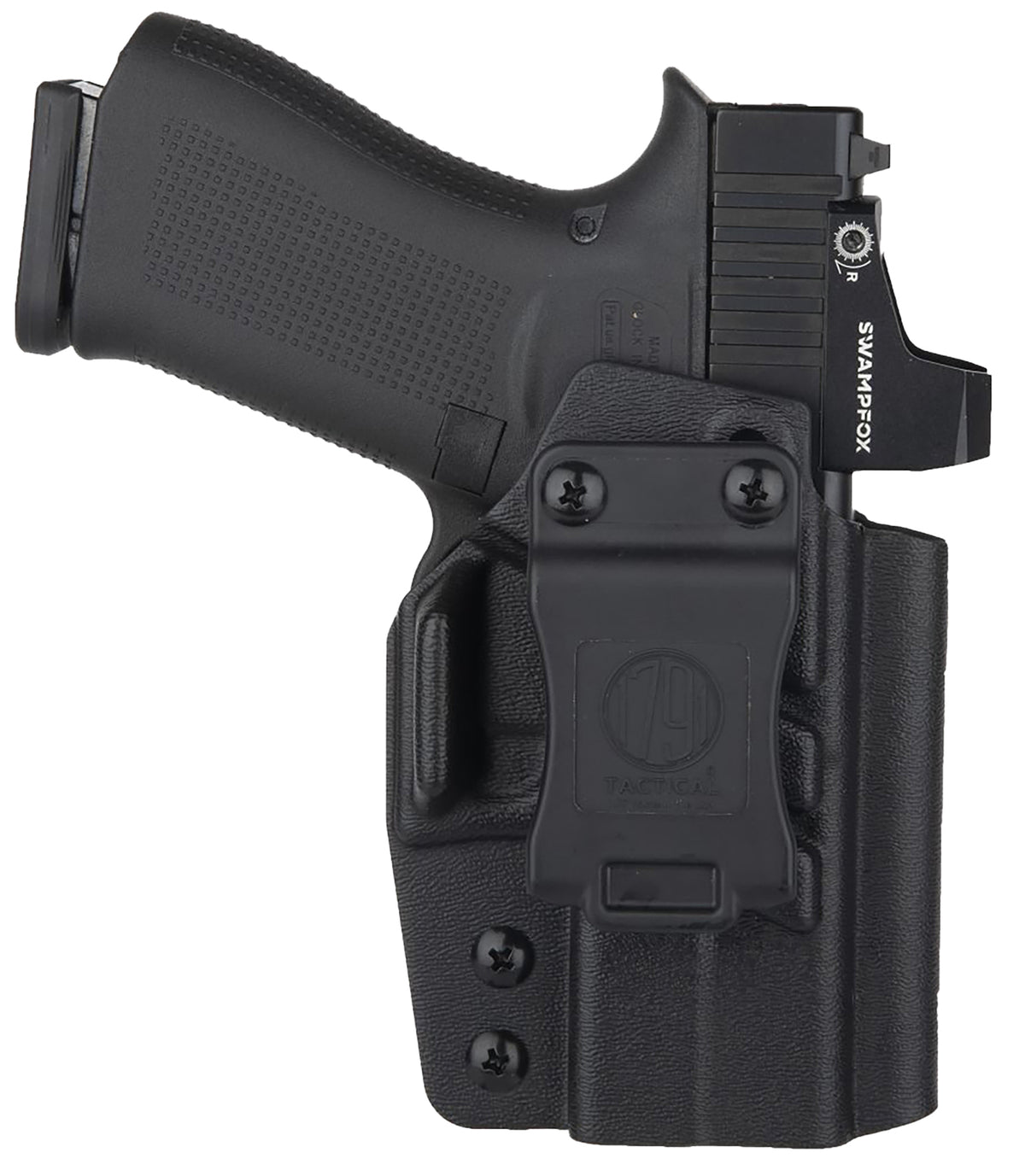 1791 Gunleather TACIWBG43XMOSBLKR Tactical IWB Black Kydex Compatible w/ Glock 43X MOS Belt Clip Right Hand