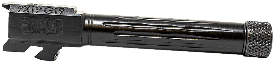 Faxon Firearms GB910N19LGQT Match Series 9mm Luger Compatible w/Glock 45, Glock 19 Gen2-5 Black Nitride 416R Stainless Steel, Flame Fluted/Target Crown Barrel
