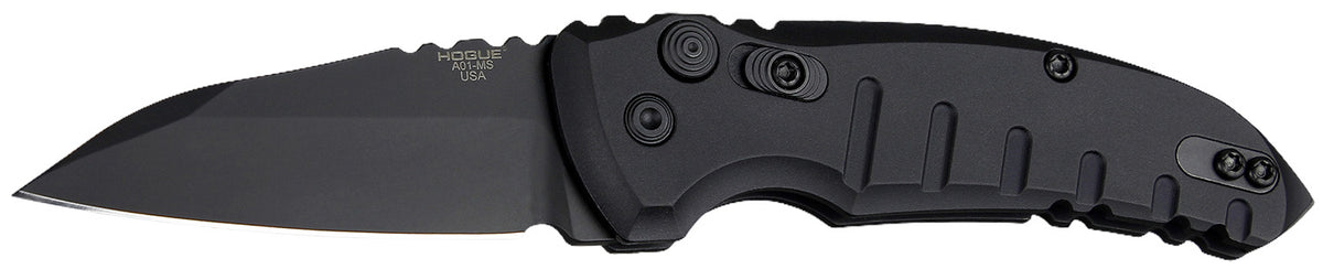Hogue 24106 A01 2.75" Folding Wharncliffe Plain Black Cerakote 154CM SS Blade/Matte Black Aluminum Handle