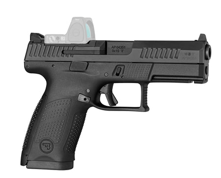 CZ-USA 91536 P-10 C Compact Frame 9mm Luger 15+1 4.02" Black Carbon Steel Barrel, Black Nitride Optic Ready/Serrated Steel Slide, Black Polymer Frame w/Picatinny Rail, Interchangeable Backstrap Grip