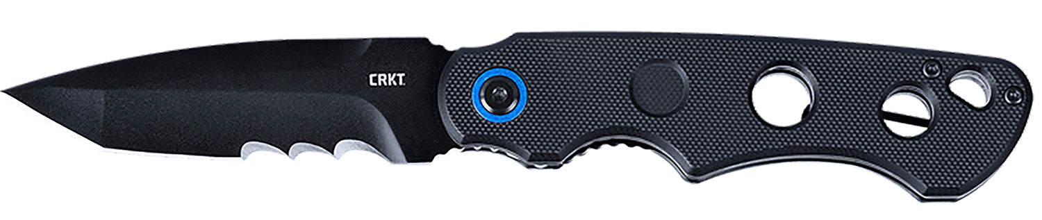 CRKT 2606 A.B.C. 3.39" Folding Tanto Veff Serrated Black Oxide 12C27 Sandvik Blade, Black Textured G10 Handle