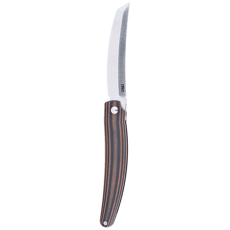 CRKT 5930 Ancestor EDC 3.60" Folding Tanto Plain Satin D2 Steel Blade, Black/Brown Stripe G10 Handle