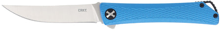 CRKT 7540 Kalbi EDC 3.28" Folding Upswept Plain Satin 440 Acuto SS Blade, Blue Crosshatch Textured Aluminum Handle