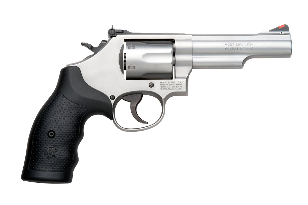 Smith & Wesson 162662 Model 66 357 Mag or 38 S&W Spl +P Stainless Steel 4.25" Barrel, 6 Shot Matte Stainless Steel K-Frame, Red Ramp Front/White Outline Rear Sights, Internal Lock