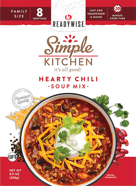 ReadyWise RWSK05064 Simple Kitchen Hearty Chili 8 Servings Per Pouch, 6 Per Case 850045543631