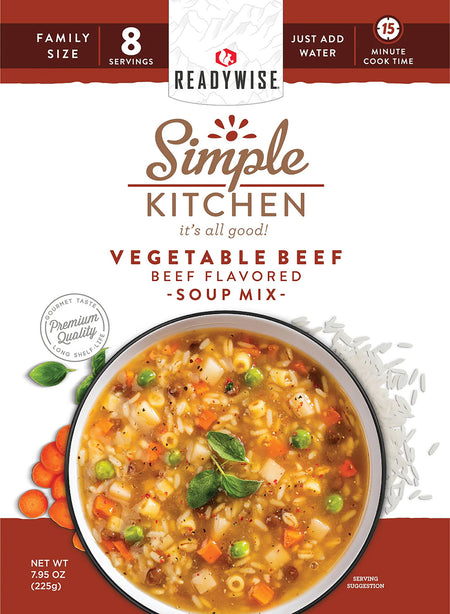 ReadyWise RWSK05067 Simple Kitchen Vegetable Beef Soup 8 Servings Per Pouch, 6 Per Case 850045543662