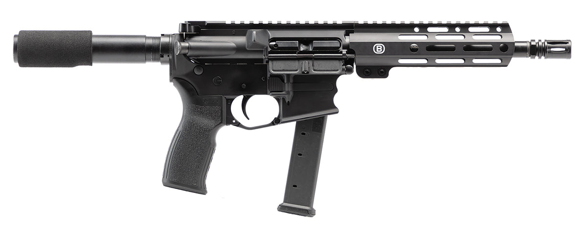 Bersa BAR9GL8BSC AR9 9mm Luger 27+1 8" Barrel, KAW Valley XL Compensator, Hard Coat Anodized Metal Finish, M-Lok Handguard, Magpul MOE+ Grip, Manual Safety
