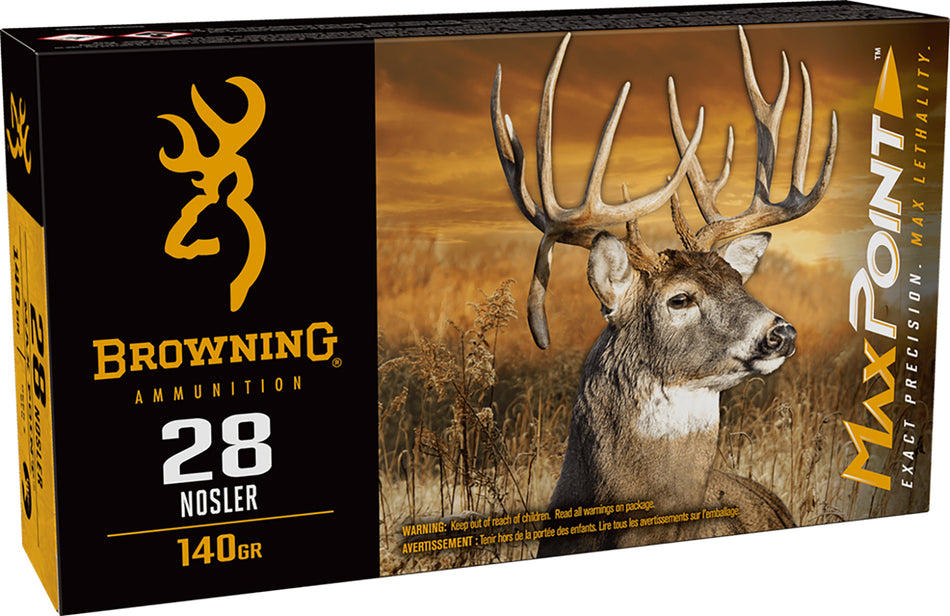 Browning .28 Nosler Max Point 140gr PolyTip Ammo