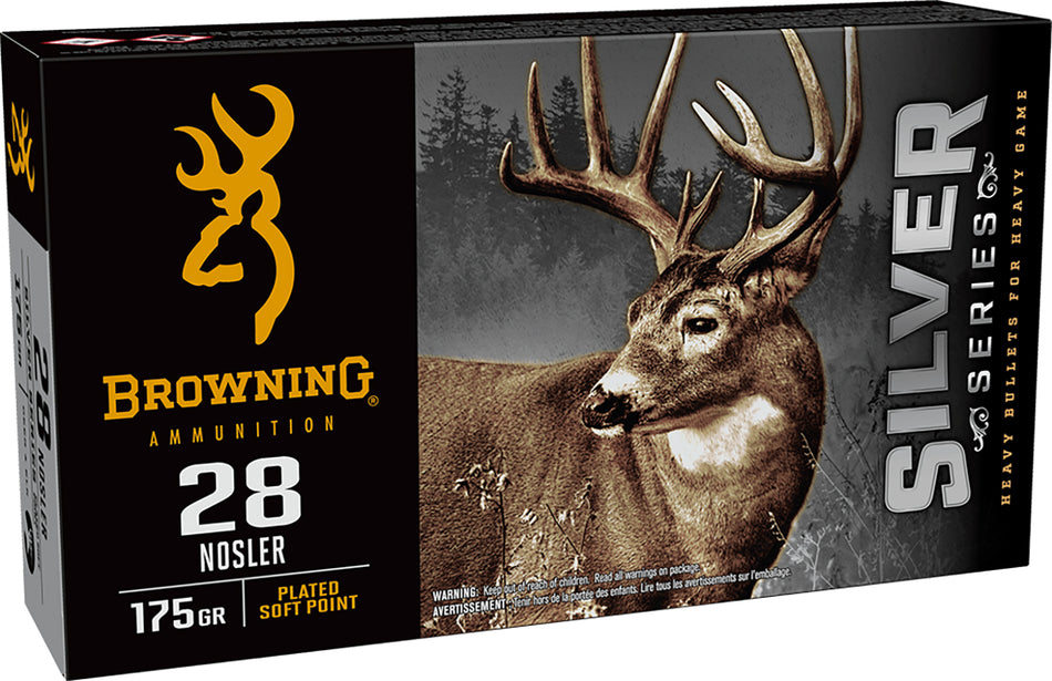 Browning .28 Nosler Silver 175gr JSP Ammo