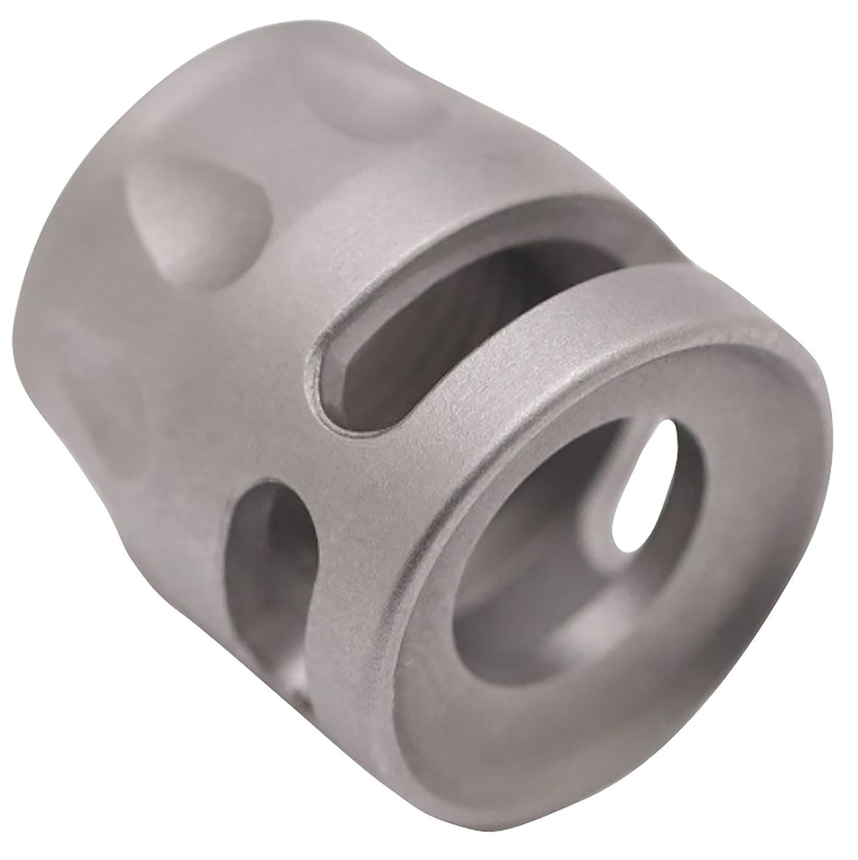 True Precision Inc TPSMICROSS Micro Compensator S-Type Satin Stainless 416R Stainless Steel 1/2"x28 Threads 9mm/380 ACP