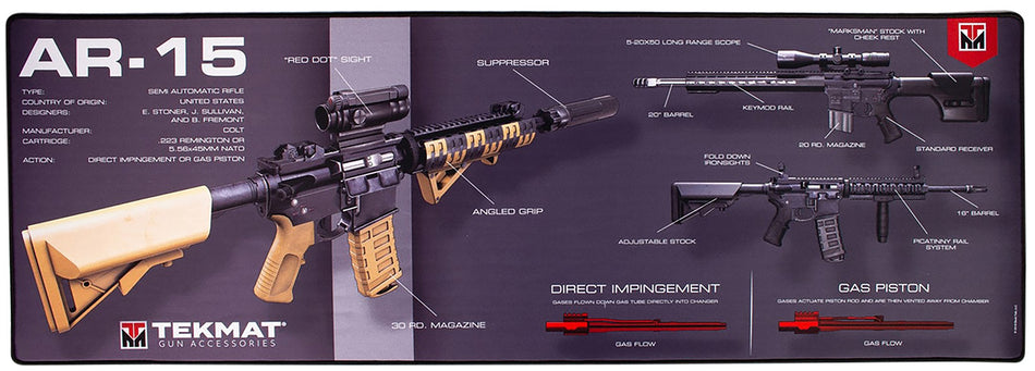TekMat Door Mat, Weapons Platform, AR-15, 25"x42", Black TEK-42-AR15-WPD
