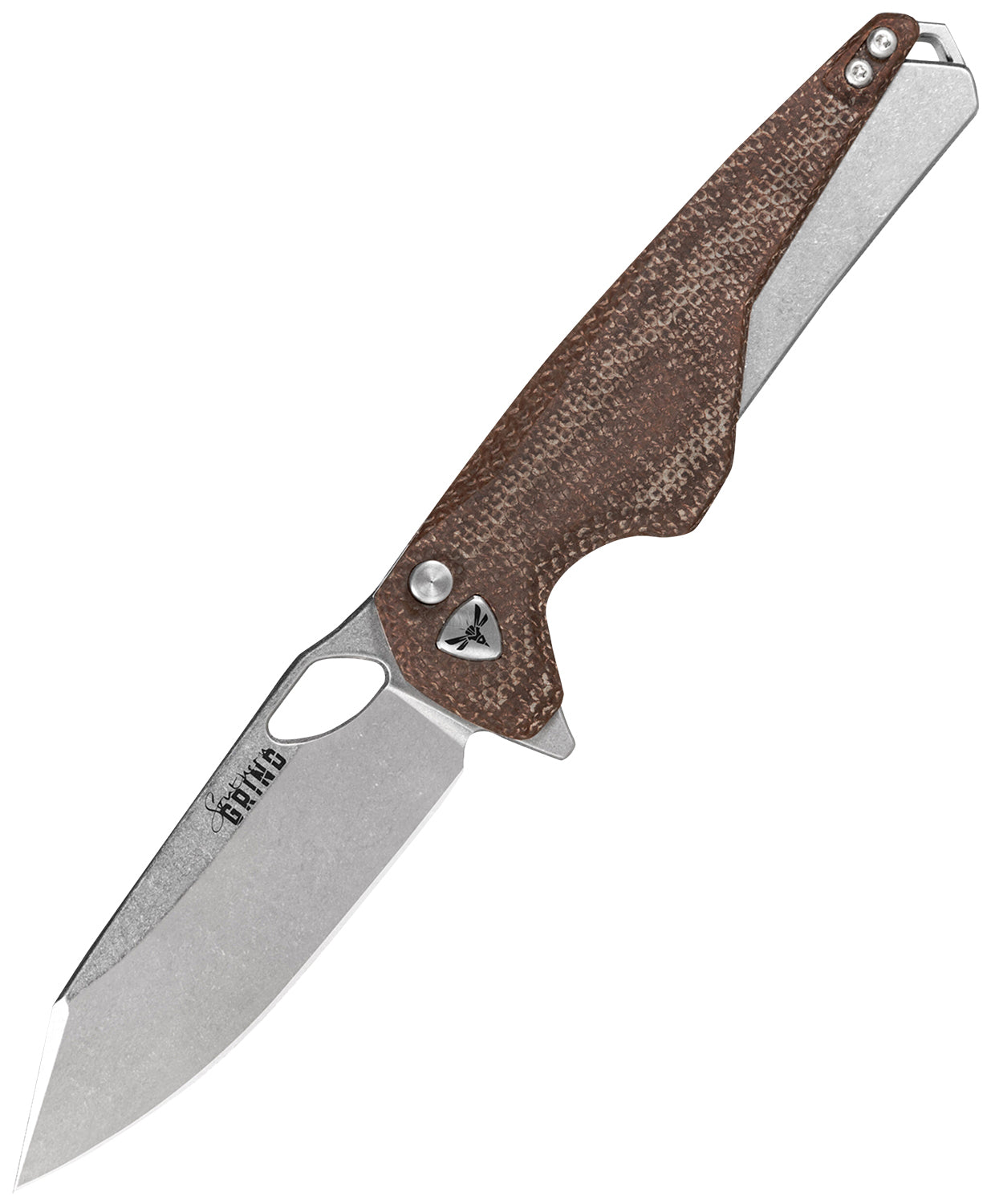 Southern Grind SG13400025 Hornet 3.30" Folding Sheepsfoot Plain Stonewashed CPM MagnaCut Steel Blade, 4.30" Natural Micarta Handle