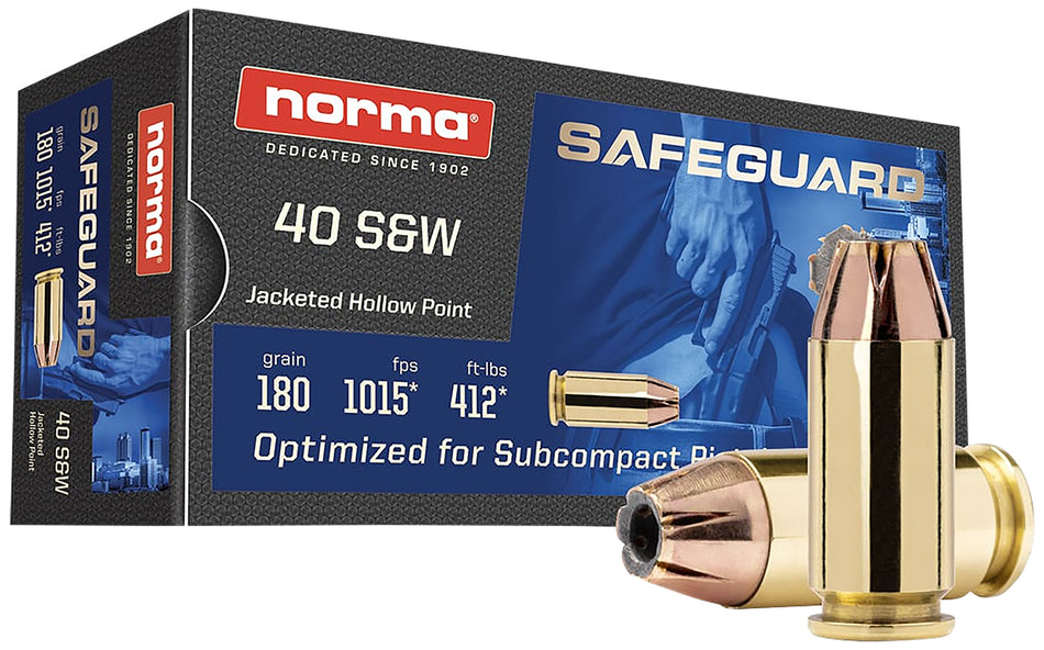 Norma 801407727 Safeguard Jacketed Hollow Point 180 Grain .40 S&W 1015 fps