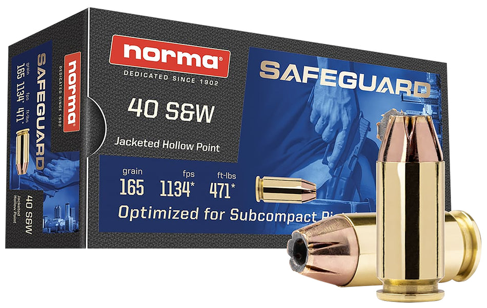 Norma 801407887 Safeguard  Jacketed Hollow Point 165 Grain .40 S&W