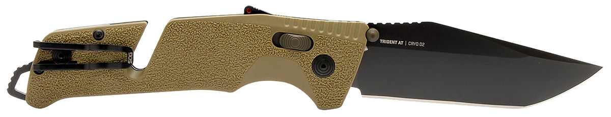 S.O.G SOG11121241 Trident AT 3.70" Folding Tanto Plain Black TiNi Cryo D2 Steel Blade, Flat Dark Earth Textured GRN Handle, Peg Box Pkg 729857013925