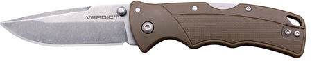Cold Steel CSFLC3SPSSFDEZ Verdict EDC 3" Tanto Plain Folding 4116 Krupp SS Blade Flat Dark Earth Textured, GFN Handle