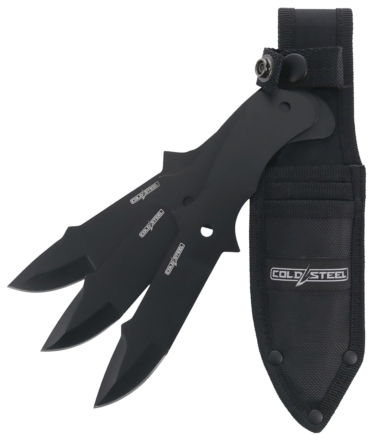 Cold Steel CSTH80KVC3PK Throwing Knives Set of 3 Fixed 8" Drop Point Plain Black Oxide 420 Stainless Steel Blade, Includes Sheath
