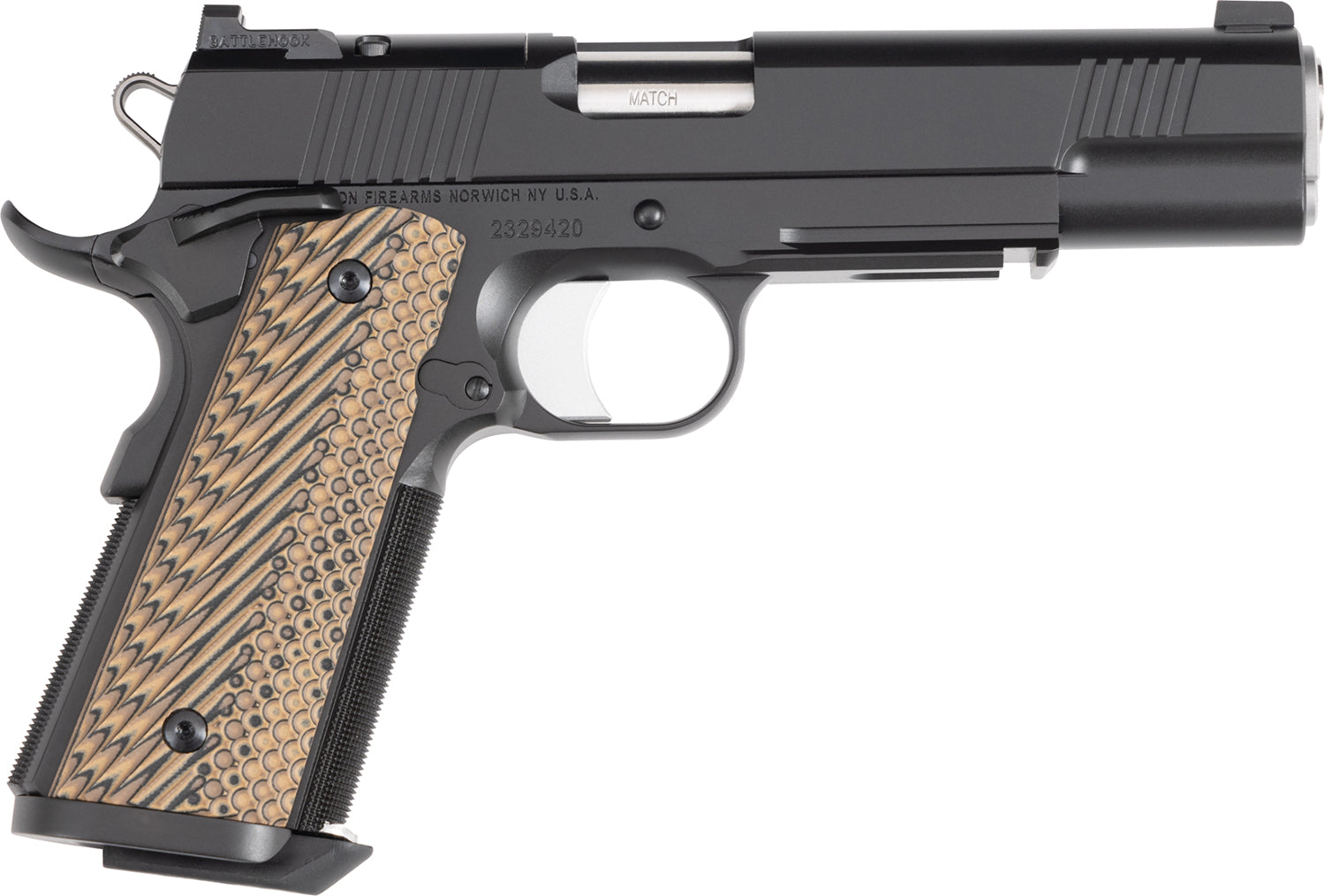 Dan Wesson 01794 Specialist Full Size Frame 10mm Auto 8+1 5" Stainless Match Grade Barrel, Black Duty Optics Ready/Serrated Steel Slide, Black Duty Steel Frame w/Picatinny Rail, Black/Brown G10 Grip