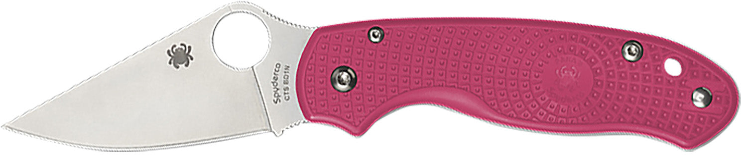 Spyderco C223PN Para 3 Lightweight Breast Cancer EDC 2.93" Folding Plain Satin CTS BD1N SS Blade, Pink Textured FRN Handle