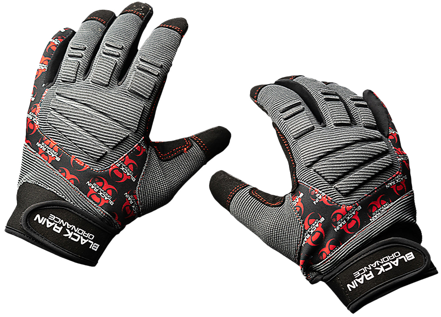 Black Rain Ordnance TACTGLOVEGRY/BLK/RD Tactical Gloves Black/Gray/Red Small Velcro