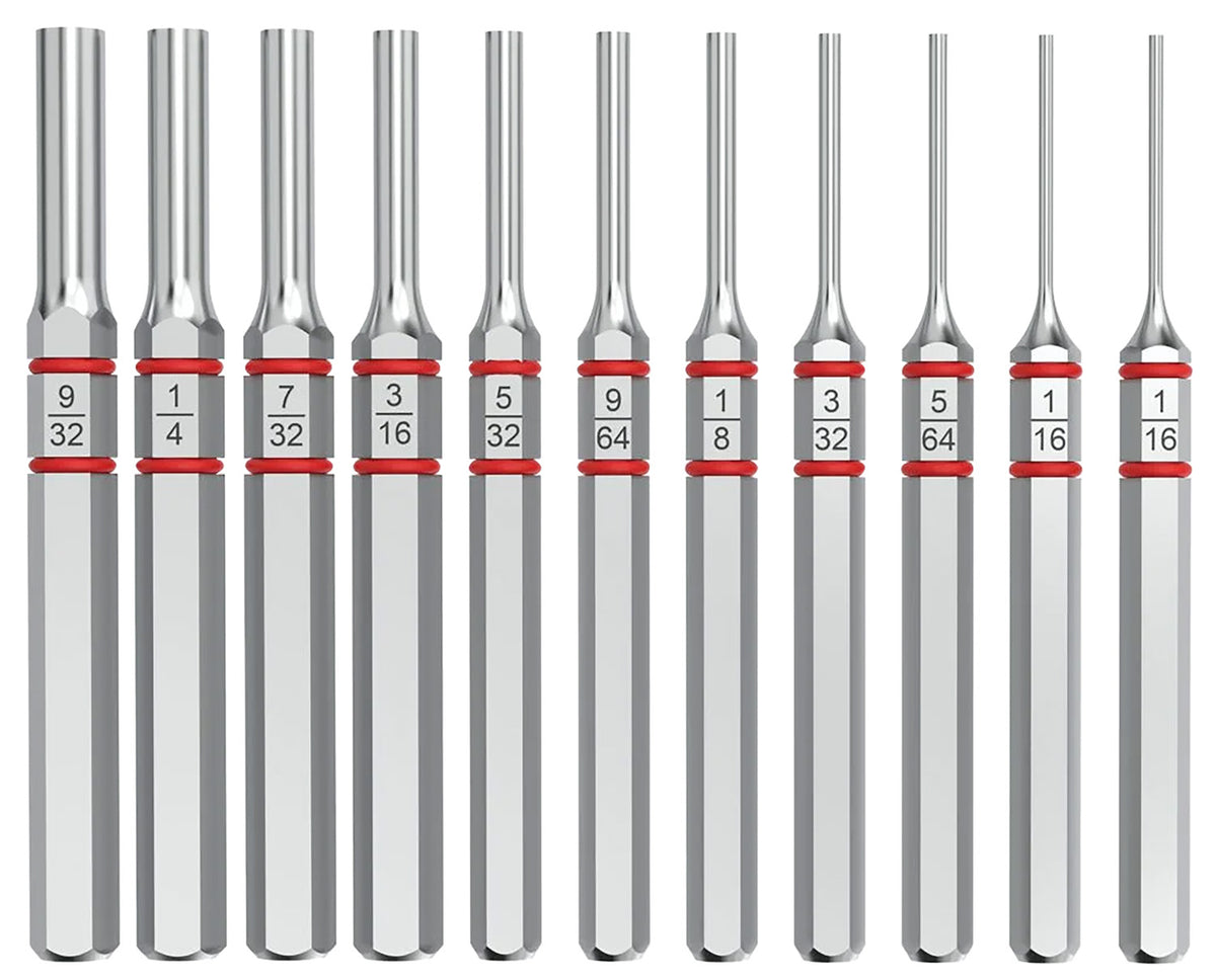 Real Avid AVAPKS Accu-Punch Standard Pin Punch Set Silver Steel Universal Firearm 11 Pieces