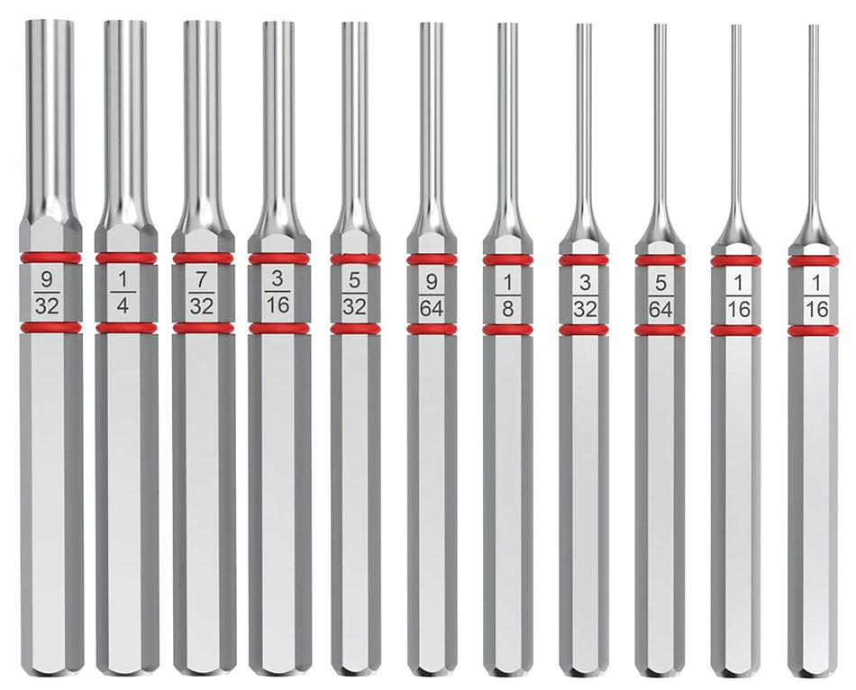 Real Avid AVAPKS Accu-Punch Standard Pin Punch Set Silver Steel Universal Firearm 11 Pieces