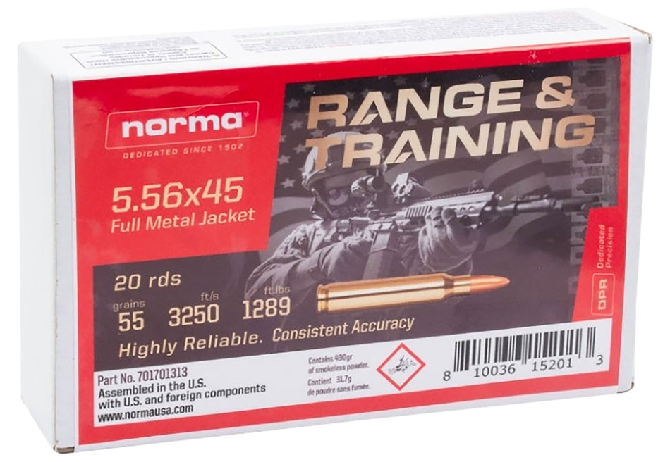 Norma .223 Remington Range & Training 55gr FMJ Ammo