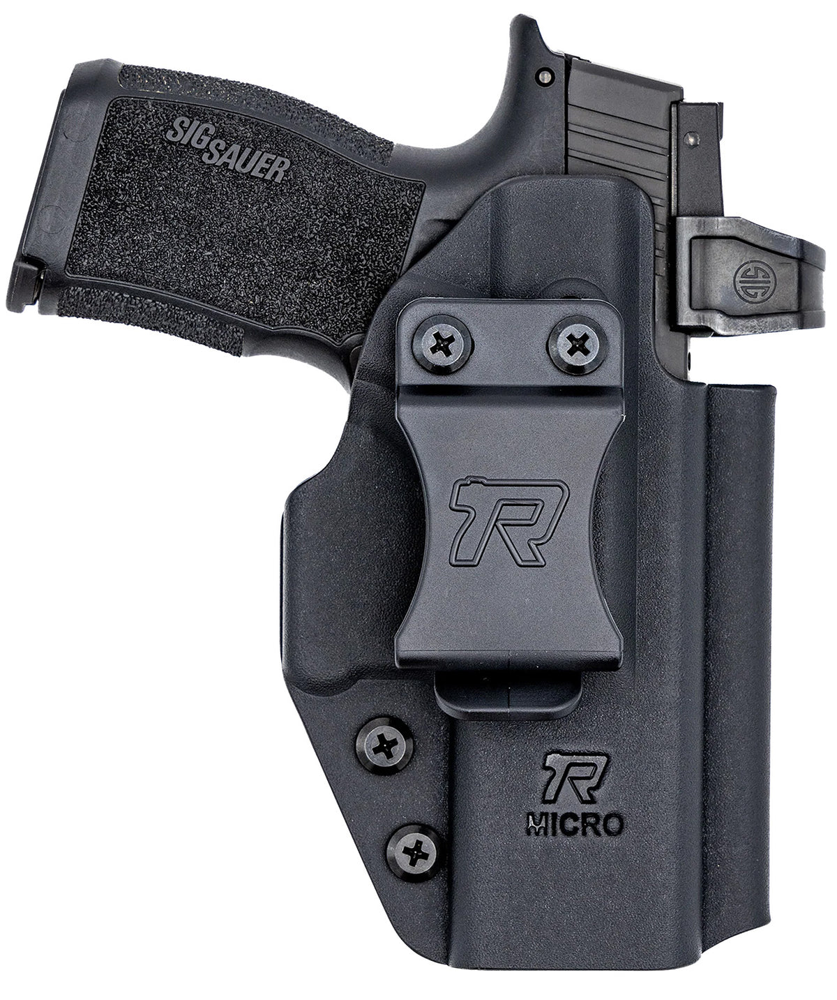 Rounded Gear RGUNVRSLCMPCTBLK Universal Kydex IWB Black Kydex Belt Clip Fits Compact Sized Handguns Right Hand
