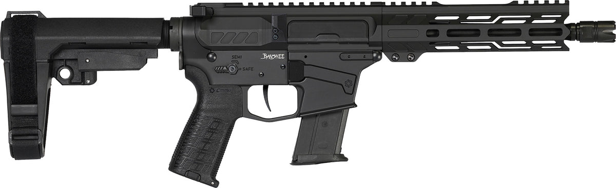 CMMG 57A340FAB Banshee MK57 5.7x28mm 20+1 8" Black Nitride Medium Taper Threaded Barrel, EML 7" M-LOK Handguards, Black Armor Cerakote Aluminum Picatinny Rail Receiver, CMMG Zeroed Grips