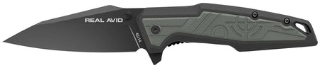 Real Avid AVRAV1 RAV-1 3.25" Folding Modified Clip Point Plain Black Oxide 4Cr14 Blade, Grip Plates GFN Handle, Clamshell Pkg